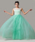 A Line Scoop Tulle And White Lace Prom Dress LBQ0288